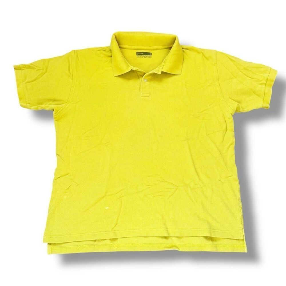 J. Crew Men’s Bright Yellow Polo Classic Cotton Pique Collared Shirt Size Large